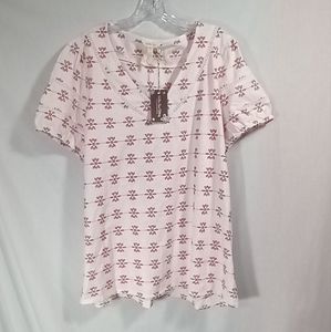 Matilda Jane Carolina White Red Embroidered Eyelet Short Sleeve Top Size XL NWT